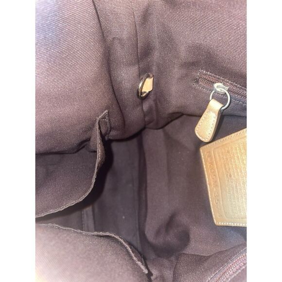 Vintage Coach Signature Print Monogram & Leather Shoulder Bag #3578 GUC Tan - Picture 13 of 13